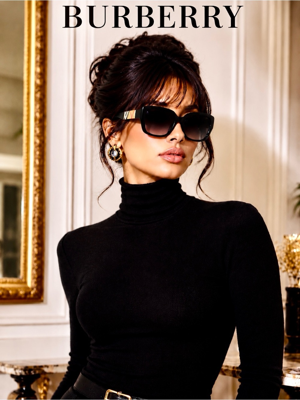 Burberry BE4160 Black Nova Check Square Gradient Sunglasses Include COA